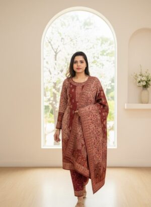 Gajri Red Karchi Suit