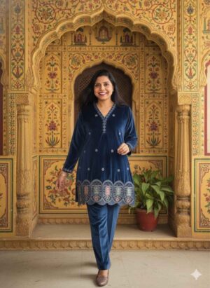 Royal Blue Cut-Work Co-ord Set