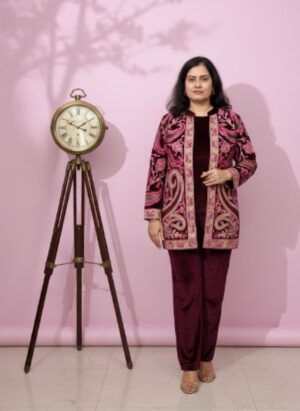 Rose Pink Velvet Jacket Cord Set