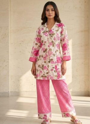 Floral Printed Tunic & Trousers Co-ord Set