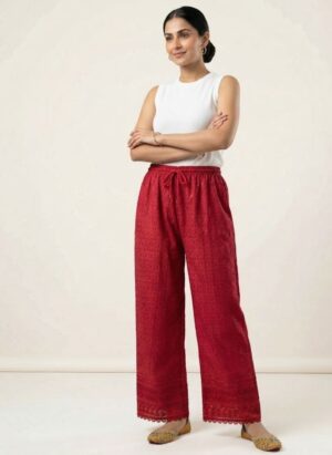EMBROIDERED LUCKNOWI CHIKAN PALAZZO PANTS