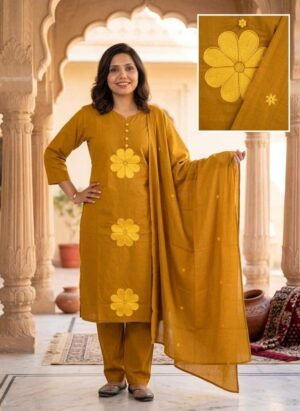 Floral Kurta Set with Dupatta (3-Piece)